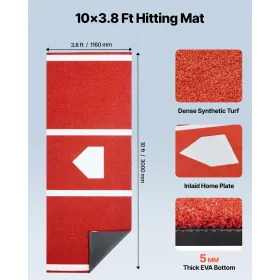 Baseball-slagmåtte, 300x116cm Batting Cage-måtte, Batters