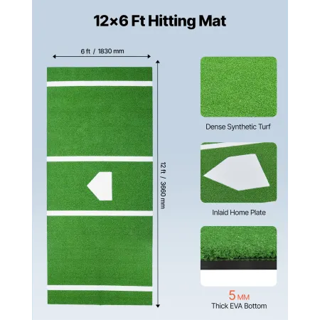 Baseball-slagmåtte, 366x183 cm Batting Cage-måtte, Batters