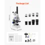Trinocular Microscope for Adult, Professional Compound Microscope Kit with 40-5000X Magnification, Aluminum Alloy Body, Includes