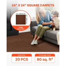 VEVOR Tæppefliser 610x610 mm, 20 STK Peel and Stick Tæppe Firkantet tæppe, selvklæbende kommercielt gulv blødt polstret for