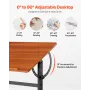 VEVOR Drafting Table, Adjustable 0°–90° Tilt Drawing Desk, Portable Artist Table with Black H-Frame and Brown Desktop, Wooden Pa