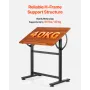 VEVOR Drafting Table, Adjustable 0°–90° Tilt Drawing Desk, Portable Artist Table with Black H-Frame and Brown Desktop, Wooden Pa
