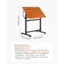 VEVOR Drafting Table, Adjustable 0°–90° Tilt Drawing Desk, Portable Artist Table with Black H-Frame and Brown Desktop, Wooden Pa
