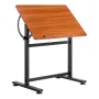 Drafting Table, Adjustable 0°–90° Tilt Drawing Desk, Portable Artist Table with Black H-Frame and Brown Desktop, Wooden Painting