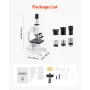 Monocular Microscope for Adults, Professional Compound Microscope Kit, 40-2000X Magnification, Aluminum Alloy Body, Includes LED