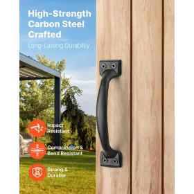 Barn Door Handle, 4Pcs 152 mm Rustic Fence Gate Handle, Rust-Resistant Coating, Heavy Duty Carbon Steel Outdoor Gate Handles, Ea