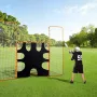 3-IN-1 Lacrosse Goal, 12x9 ft Lacrosse Net with Backstop and Target, Quick & Easy Setup Backyard Rebounder Equipment, Steel Fram