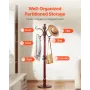 VEVOR Coat Rack Freestanding, Wooden Coats Rack Stand with Weighted Base & 11 Hooks, Free Standing Hall Coat Tree for Entryway, 