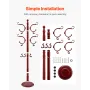 Coat Rack Freestanding, Wooden Coats Rack Stand with Weighted Base & 11 Hooks, Free Standing Hall Coat Tree for Entryway, Bedroo