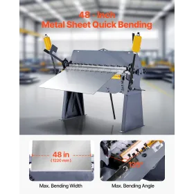 VEVOR Box and Pan Brake, 1220 mm/48 inch Sheet Metal Bending Brake, 12-Gauge Mild Steel Capacity, 0-135 Degree Adjustable, Metal