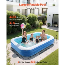 Inflatable Pool, 3000 x 1702 x 508mm Large Inflatable Swimming Pool, Family Large Swimming Pools with Repair Patches, Blow Up Po