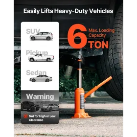 VEVOR Hydraulic Bottle Jack, 6 Ton Load Capacity, 195-375 mm Lifting Range, Heavy Duty Hydraulic Welded Bottle Jack for Car, SUV
