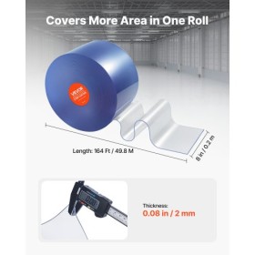 Strip Curtain PVC Door Curtain 100'x12" Roll Cooler Freezer Clear Plastic
