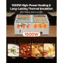 VEVOR Commercial Food Warmer, 1500W Electric Stainless Steel Steam Food Warmer with Lid, 6-Pan Fast Heating Countertop Buffet Ba