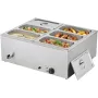 Commercial Food Warmer, 1500W Electric Stainless Steel Steam Food Warmer with Lid, 6-Pan Fast Heating Countertop Buffet Bain Mar