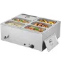 VEVOR Commercial Food Warmer, 1500W Electric Stainless Steel Steam Food Warmer with Lid, 6-Pan Fast Heating Countertop Buffet Ba