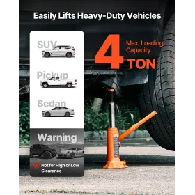 VEVOR Hydraulic Bottle Jack, 4 Ton Load Capacity, 185-350 mm Lifting Range, Heavy Duty Hydraulic Welded Bottle Jack for Car, SUV