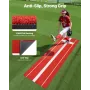 Softball Pitching Mat, 305x92cm Baseball Pitching Rubber Mound, Antifade Turf and Antislip Foam Backing Portable Training Aid, F