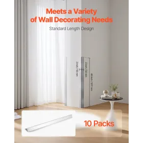 VEVOR Stainless Steel Wall Corner Protector, 50 x 50 x 1217 mm, 10 Pack Metal Corner Guards, 304 Stainless Steel Edge Trim 90-De