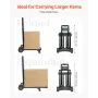 Folding Hand Truck, 131.5 kg Load Capacity, Collapsible Luggage Cart with 4 Wheels, 2 Elastic Ropes & Expandable Base, Utility D