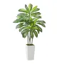 Artificial Dracaena Tree 1524 mm, Fake Palm Tropical Plants with White Tall Planter, Faux Floor Silk Plant in Pot, Large Trees f