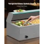 VEVOR Commercial Food Warmer, 1500W Electric Stainless Steel Steam Food Warmer with Glass Cover, 3-Pan Countertop Buffet Bain Ma