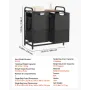 2 Section Laundry Sorter, Large Laundry Hamper with Metal Frame and Wooden Tabletop, Freestanding Storage Organizer Baskets with