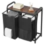 2 Section Laundry Sorter, Large Laundry Hamper with Metal Frame and Wooden Tabletop, Freestanding Storage Organizer Baskets with