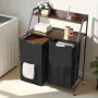 VEVOR 2 Tiers Laundry Sorter, Tall Laundry Hamper with Metal Frame and Wooden Tabletop, 2 Section Rolling Basket Organizer Stora