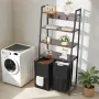 VEVOR 4 Tiers Laundry Sorter, Tall Laundry Hamper with Shelves and Hooks, 2 Section Freestanding Basket Organizer Storage with 6