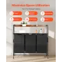 2 Tiers Laundry Sorter, Tall Laundry Hamper with Metal Frame and Wooden Tabletop, 3 Section Rolling Basket Organizer Storage wit