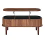 1000 mm Lift Top Coffee Table, Fluted Oval Coffee Table with 3 Hidden Compartment, Mid Century Wooden Oval Center Desk with Stor