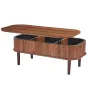 1000 mm Lift Top Sofabord, Riflet Oval Sofabord med 3 Skjulte