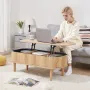 1000 mm Lift Top Sofabord, Riflet Oval Sofabord med 3 Skjulte