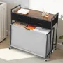 VEVOR 3 Section Laundry Sorter, Rolling Laundry Hamper with 2 Drawers, Hooks & Wheels, Rolling Basket Organizer Storage with Pul