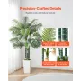 VEVOR kunstig Areca palmetræ 1829 mm, falske palme tropiske planter med hvid høj plantekasse, kunstig gulv silkeplante i potte,