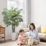 VEVOR kunstig Areca palmetræ 1829 mm, falske palme tropiske planter med hvid høj plantekasse, kunstig gulv silkeplante i potte,