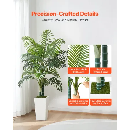 kunstigt Areca palmetræ 1524 mm, falske palme tropiske planter