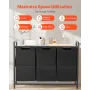 3 Section Laundry Sorter, Large Laundry Hamper with Metal Frame and Wooden Tabletop, Freestanding Storage Organizer Baskets with