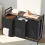 3 Section Laundry Sorter, Large Laundry Hamper with Metal Frame and Wooden Tabletop, Freestanding Storage Organizer Baskets with