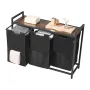 VEVOR 3 Section Laundry Sorter, Large Laundry Hamper with Metal Frame and Wooden Tabletop, Freestanding Storage Organizer Basket