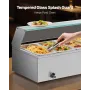 VEVOR kommerciel madvarmer, 1500 W elektrisk dampvarmer i rustfrit stål med glaslåg, 6 x 1/3 størrelse pander Buffet Bain M