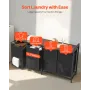 4 Section Laundry Sorter, Large Laundry Hamper with Metal Frame and Wooden Tabletop, Freestanding Storage Organizer Baskets with