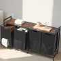 4 Section Laundry Sorter, Large Laundry Hamper with Metal Frame and Wooden Tabletop, Freestanding Storage Organizer Baskets with