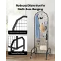 2 Packs Grid Wall Panels, 600 x 1640mm Wire Grid Panels Display Rack, Movable Art Display Shelf with Wheels and 20 Hooks, Black 