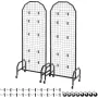 2 Packs Grid Wall Panels, 600 x 1640mm Wire Grid Panels Display Rack, Movable Art Display Shelf with Wheels and 20 Hooks, Black 