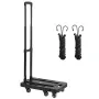 Folding Hand Truck, 226.8 kg Load Capacity, Collapsible Luggage Cart with 6 Wheels, 2 Elastic Ropes & Expandable Base, Utility D