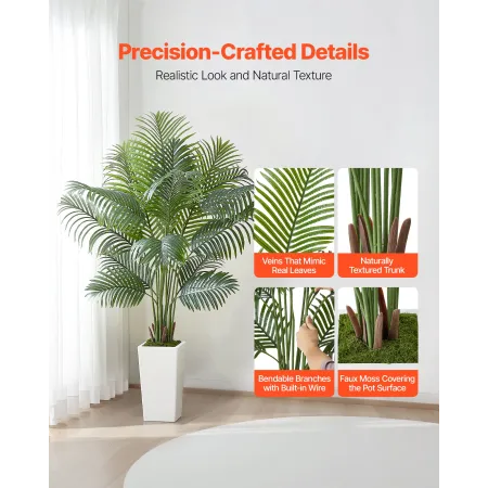 kunstig Areca palmetræ 1829 mm, falske palme tropiske planter