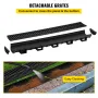 VEVOR Trench Drain System, Channel Drain with Plastic Grate, 14.5 x 8cm HDPE Drainage Trench, Black Plastic Garage Floor Drain, 