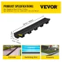 VEVOR Trench Drain System, Channel Drain with Plastic Grate, 14.5 x 8cm HDPE Drainage Trench, Black Plastic Garage Floor Drain, 